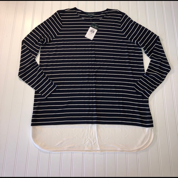 Ralph Lauren Tops - Ralph Lauren ladies size 1X navy and ivory top